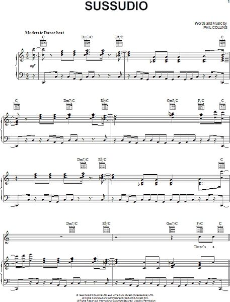 open zoom image for Sussudio - Piano/Vocal/Guitar, New, Main