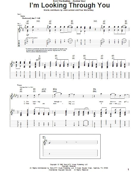 open zoom image for I'm Looking Through You - Guitar TAB, New, Main