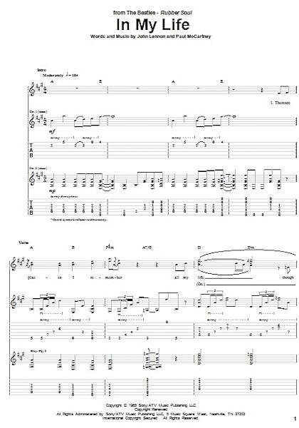 open zoom image for In My Life - Guitar TAB, New, Main