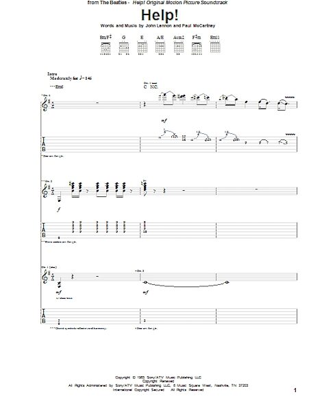 open zoom image for Help! - Guitar TAB, New, Main