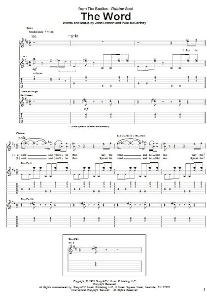 open zoom image for The Word - Guitar TAB, New, Main