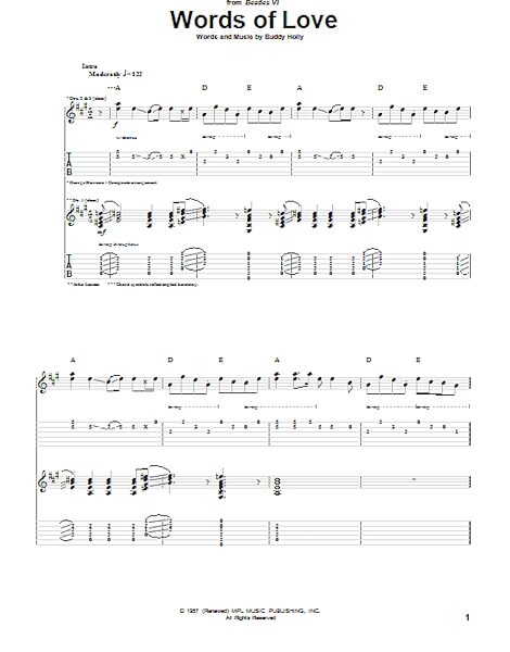 open zoom image for Words Of Love - Guitar TAB, New, Main