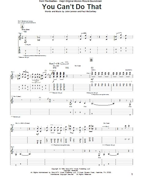 open zoom image for You Can't Do That - Guitar TAB, New, Main
