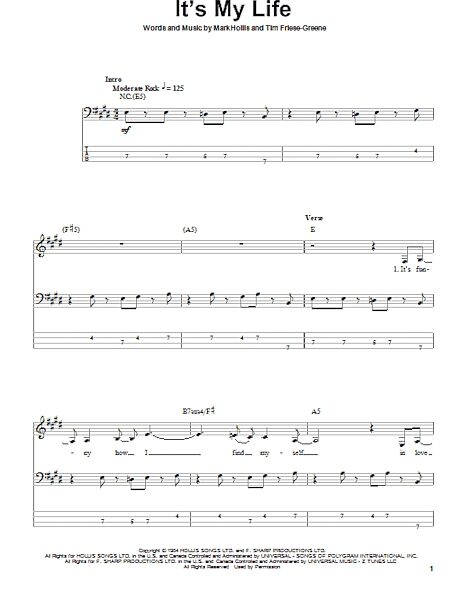 open zoom image for It's My Life - Bass Tab, New, Main