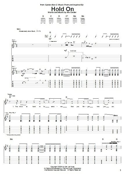 open zoom image for Hold On - Guitar TAB, New, Main