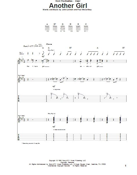 open zoom image for Another Girl - Guitar TAB, New, Main