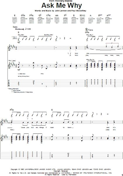 open zoom image for Ask Me Why - Guitar TAB, New, Main