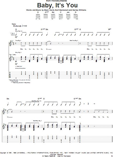 open zoom image for Baby, It's You - Guitar TAB, New, Main