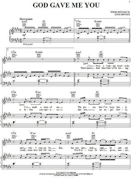 open zoom image for God Gave Me You - Piano/Vocal/Guitar, New, Main
