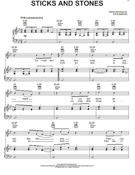 open zoom image for Sticks And Stones - Piano/Vocal/Guitar, New, Main