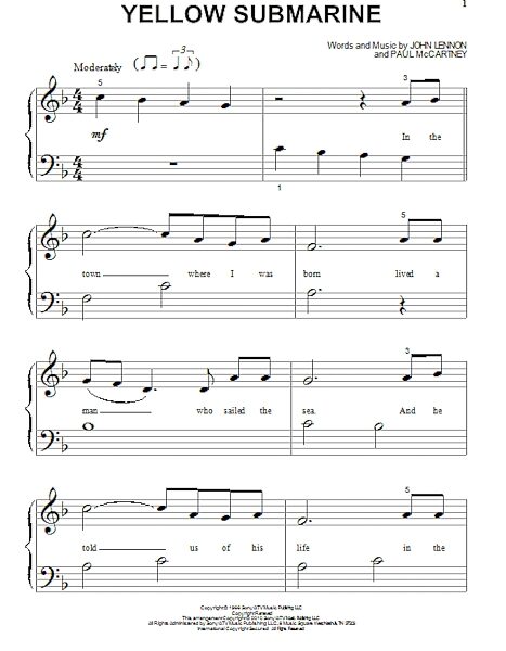 open zoom image for Yellow Submarine - Big Note Piano, New, Main