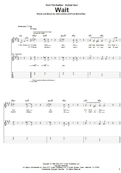 open zoom image for Wait - Guitar TAB, New, Main