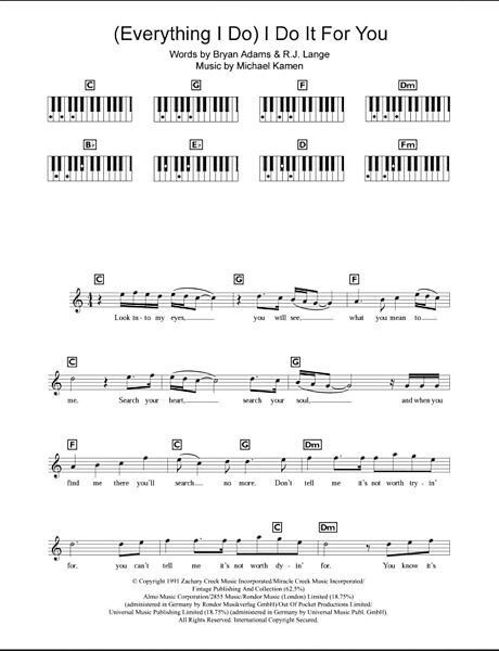open zoom image for (Everything I Do) I Do It For You - Piano Chords/Lyrics, New, Main