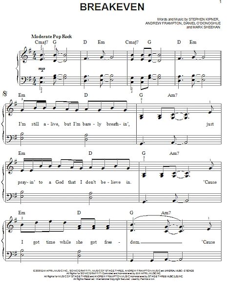 open zoom image for Breakeven - Easy Piano, New, Main