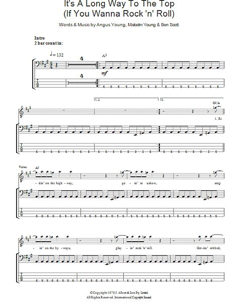 open zoom image for It's A Long Way To The Top (If You Wanna Rock 'N' Roll) - Bass Tab, New, Main