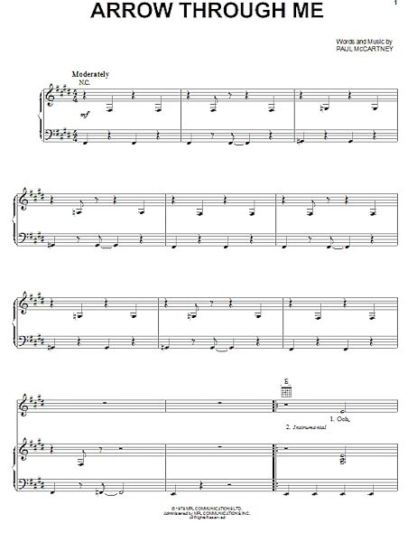 open zoom image for Arrow Through Me - Piano/Vocal/Guitar, New, Main