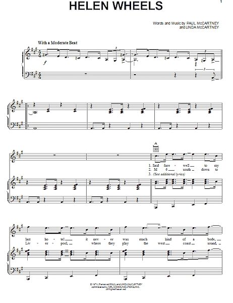 open zoom image for Helen Wheels - Piano/Vocal/Guitar, New, Main