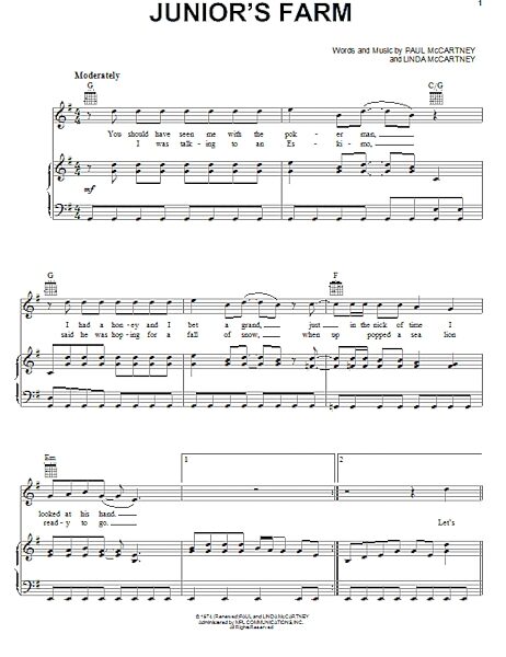 open zoom image for Junior's Farm - Piano/Vocal/Guitar, New, Main