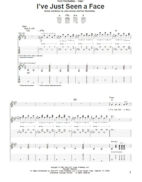 open zoom image for I've Just Seen A Face - Guitar TAB, New, Main