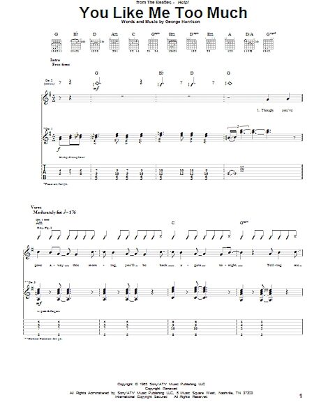 open zoom image for You Like Me Too Much - Guitar TAB, New, Main