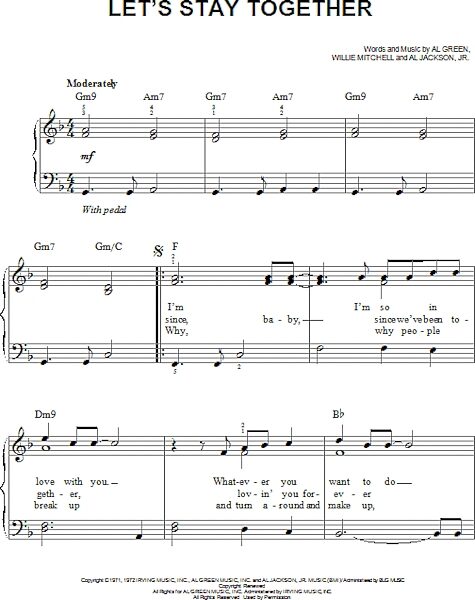 open zoom image for Let's Stay Together - Easy Piano, New, Main