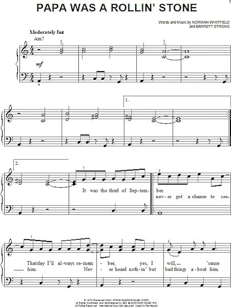 open zoom image for Papa Was A Rollin' Stone - Easy Piano, New, Main