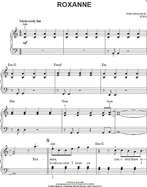 open zoom image for Roxanne - Easy Piano, New, Main