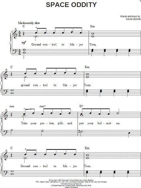 open zoom image for Space Oddity - Easy Piano, New, Main