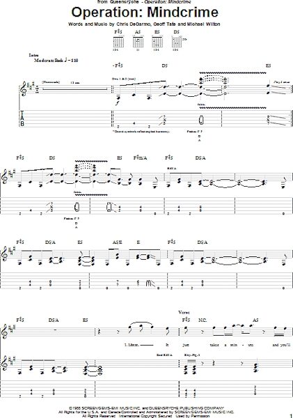 open zoom image for Operation: Mindcrime - Guitar TAB, New, Main