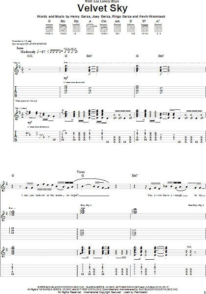 open zoom image for Velvet Sky - Guitar TAB, New, Main