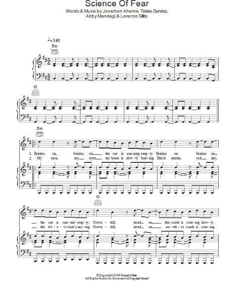 open zoom image for Science Of Fear - Piano/Vocal/Guitar, New, Main