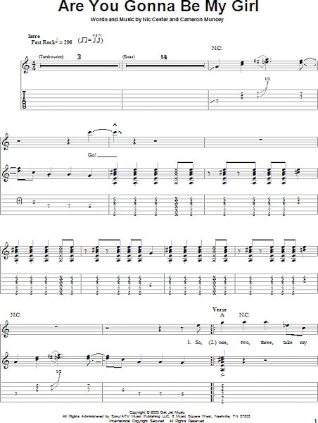 open zoom image for Are You Gonna Be My Girl - Guitar Tab Play-Along, New, Main