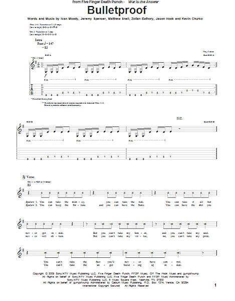open zoom image for Bulletproof - Guitar TAB, New, Main