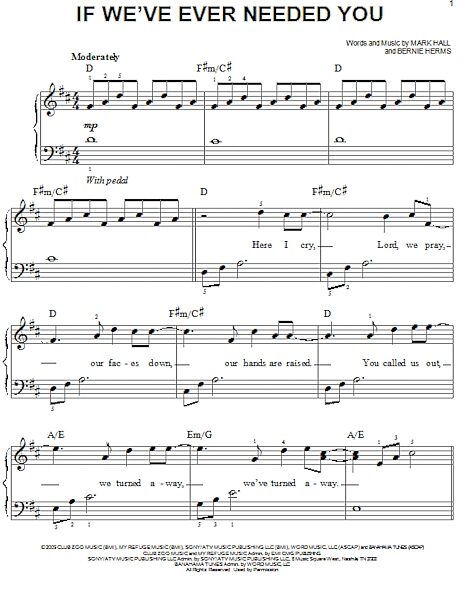 open zoom image for If We've Ever Needed You - Easy Piano, New, Main