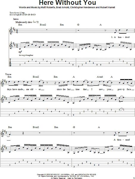 open zoom image for Here Without You - Guitar Tab Play-Along, New, Main
