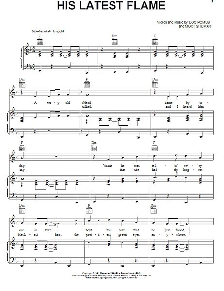 open zoom image for His Latest Flame - Piano/Vocal/Guitar, New, Main