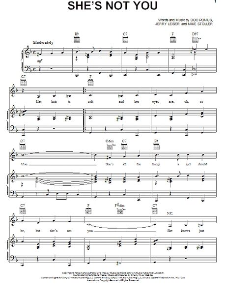 open zoom image for She's Not You - Piano/Vocal/Guitar, New, Main