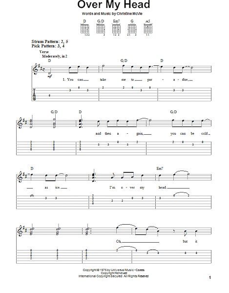 open zoom image for Over My Head - Easy Guitar with TAB, New, Main