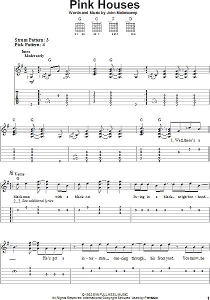 open zoom image for Pink Houses - Easy Guitar with TAB, New, Main
