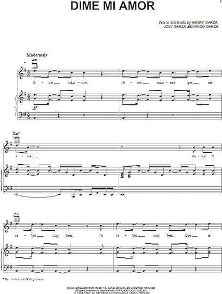 open zoom image for Dime Mi Amor - Piano/Vocal/Guitar, New, Main