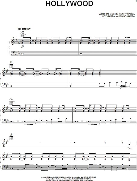 open zoom image for Hollywood - Piano/Vocal/Guitar, New, Main