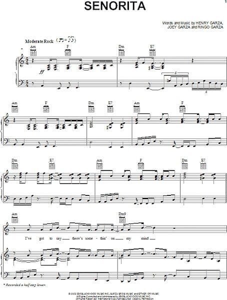 open zoom image for Senorita - Piano/Vocal/Guitar, New, Main