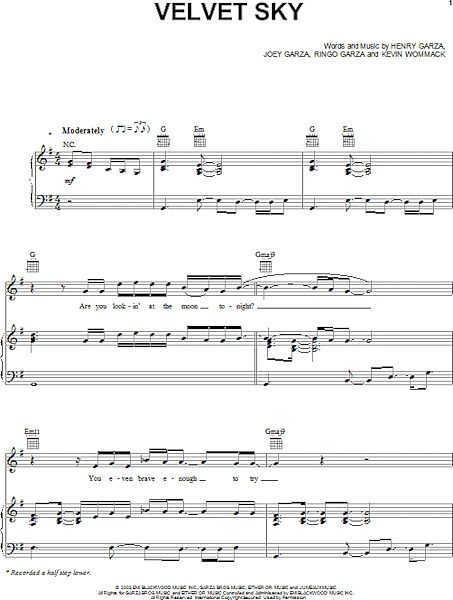 open zoom image for Velvet Sky - Piano/Vocal/Guitar, New, Main