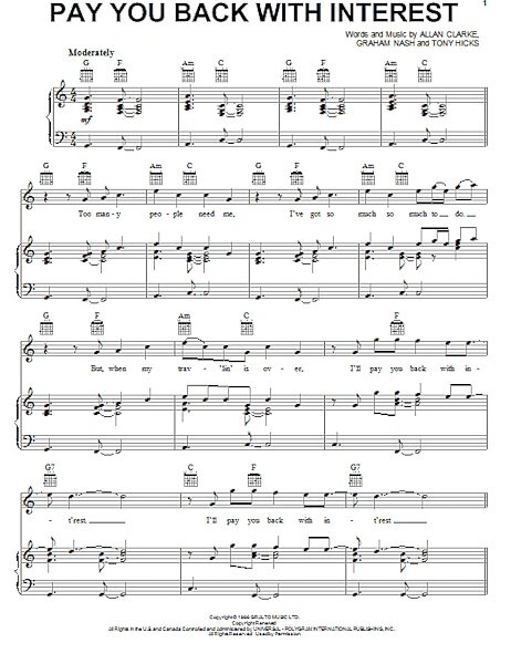 open zoom image for Pay You Back With Interest - Piano/Vocal/Guitar, New, Main