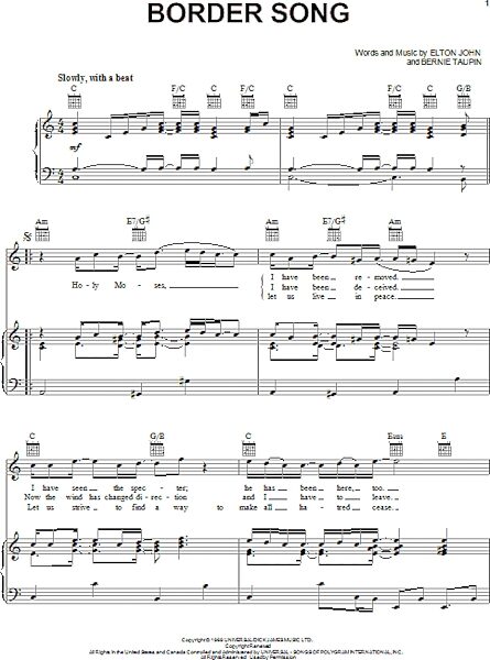 open zoom image for Border Song - Piano/Vocal/Guitar, New, Main