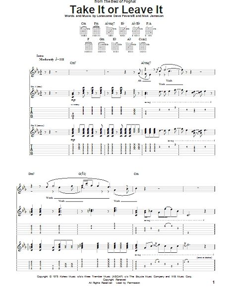 open zoom image for Take It Or Leave It - Guitar TAB, New, Main