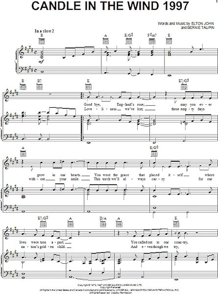 open zoom image for Candle In The Wind 1997 - Piano/Vocal/Guitar, New, Main