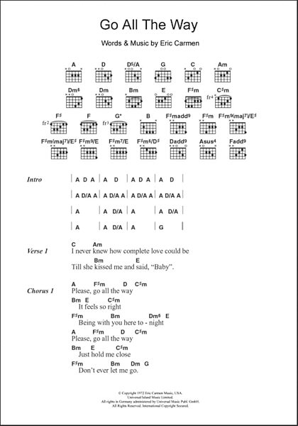 open zoom image for Go All The Way - Guitar Chords/Lyrics, New, Main