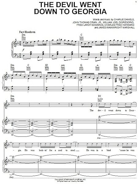open zoom image for The Devil Went Down To Georgia - Piano/Vocal/Guitar, New, Main