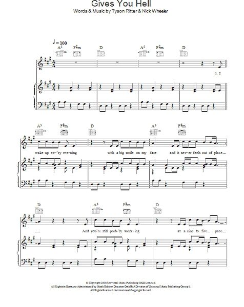 open zoom image for Gives You Hell - Piano/Vocal/Guitar, New, Main